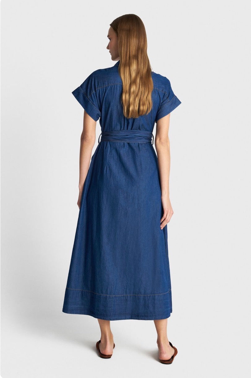 ALE - Fustan pambuku blu xhins i holle me rrip