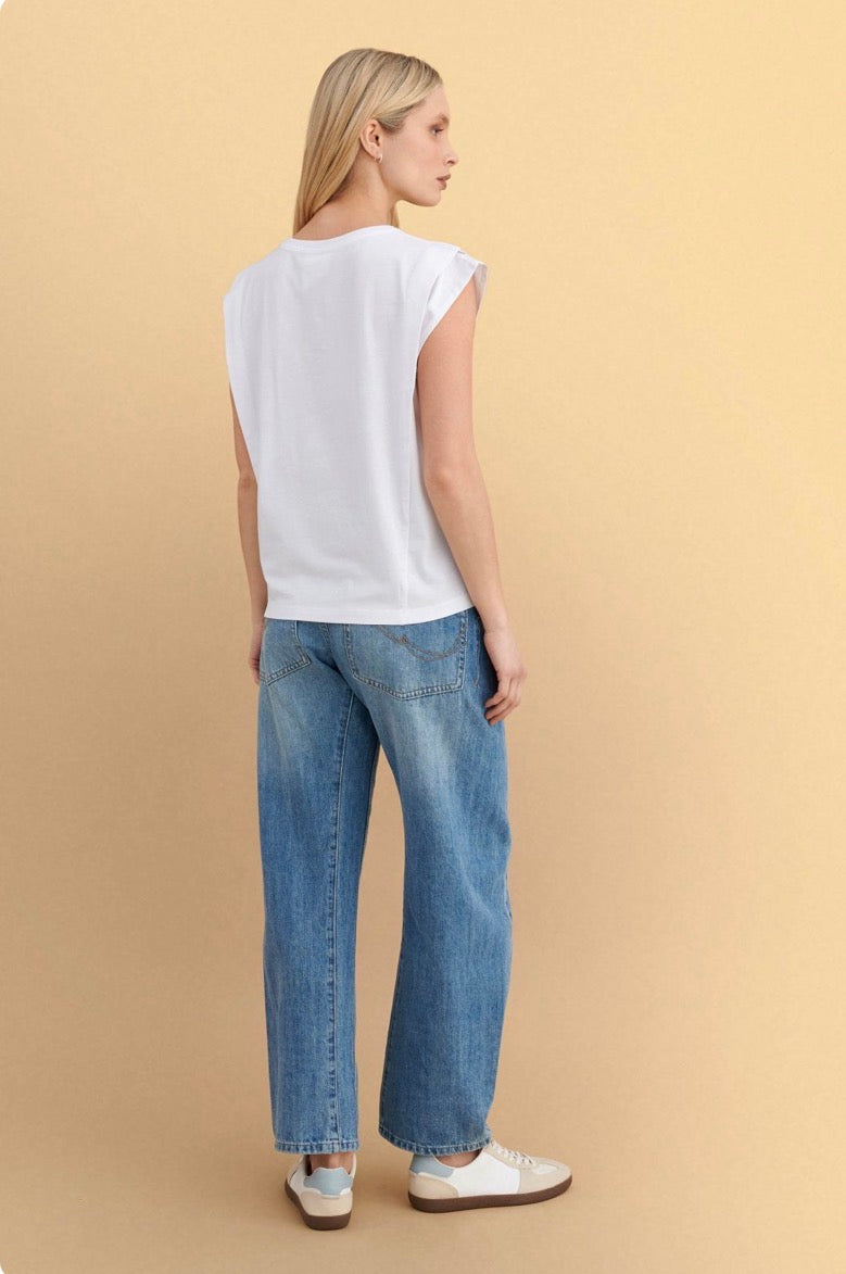 attrattivo - Bluze pambuku blu dhe e bardhe me printe