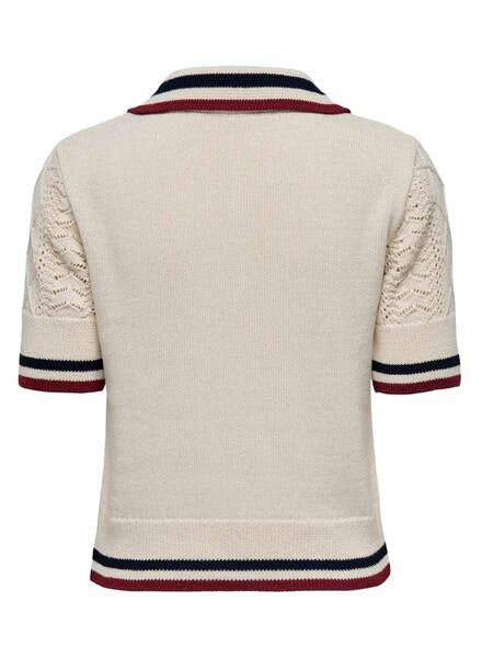 ONLY - Bluze polo bezhe me menge te shkurtra