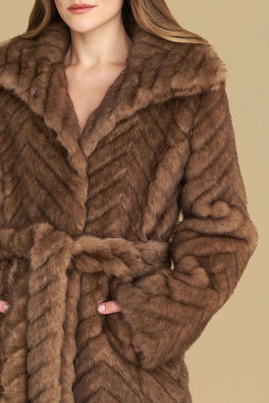 attrattivo - Pallto pellush kaf me lidhje