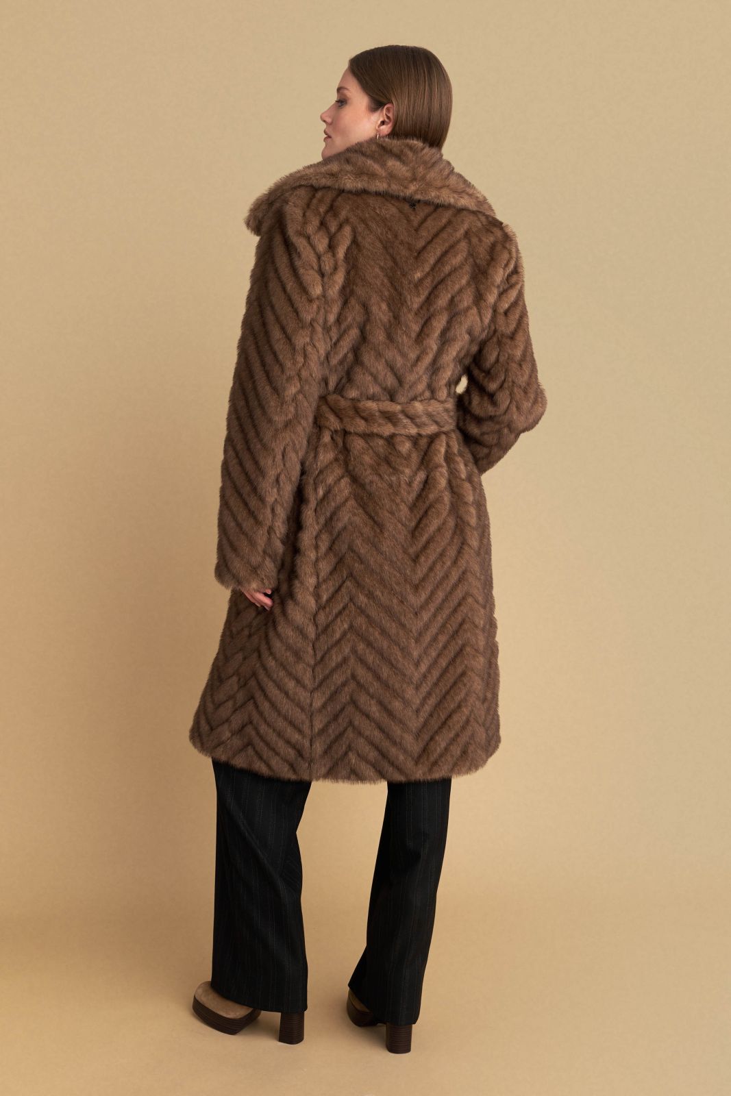 attrattivo - Pallto pellush kaf me lidhje