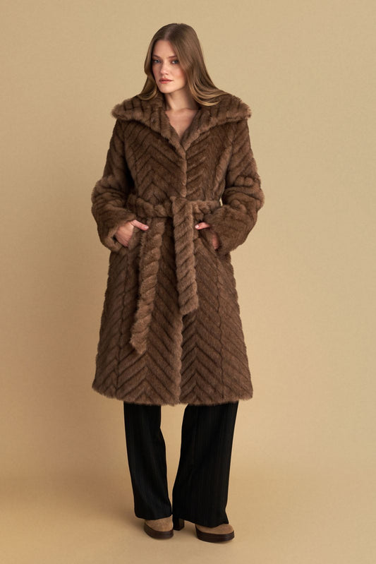 attrattivo - Pallto pellush kaf me lidhje