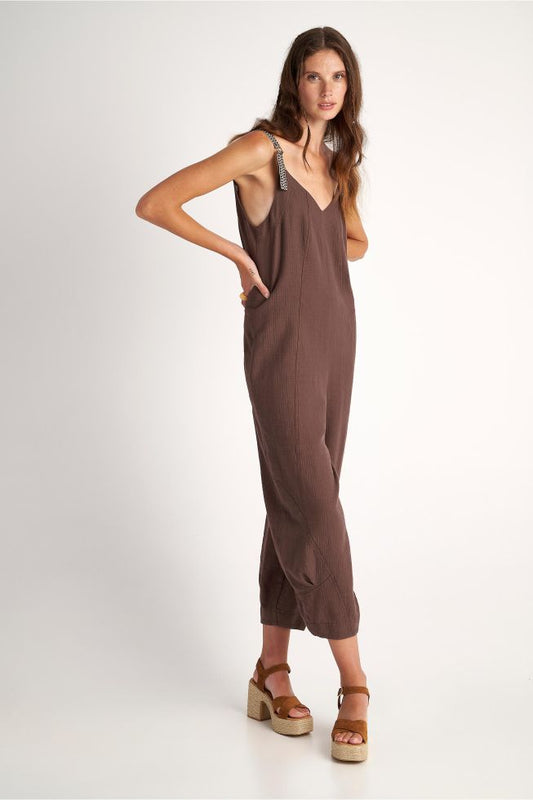 attrattivo - Jumpsuit ngjyre kafe me rripa