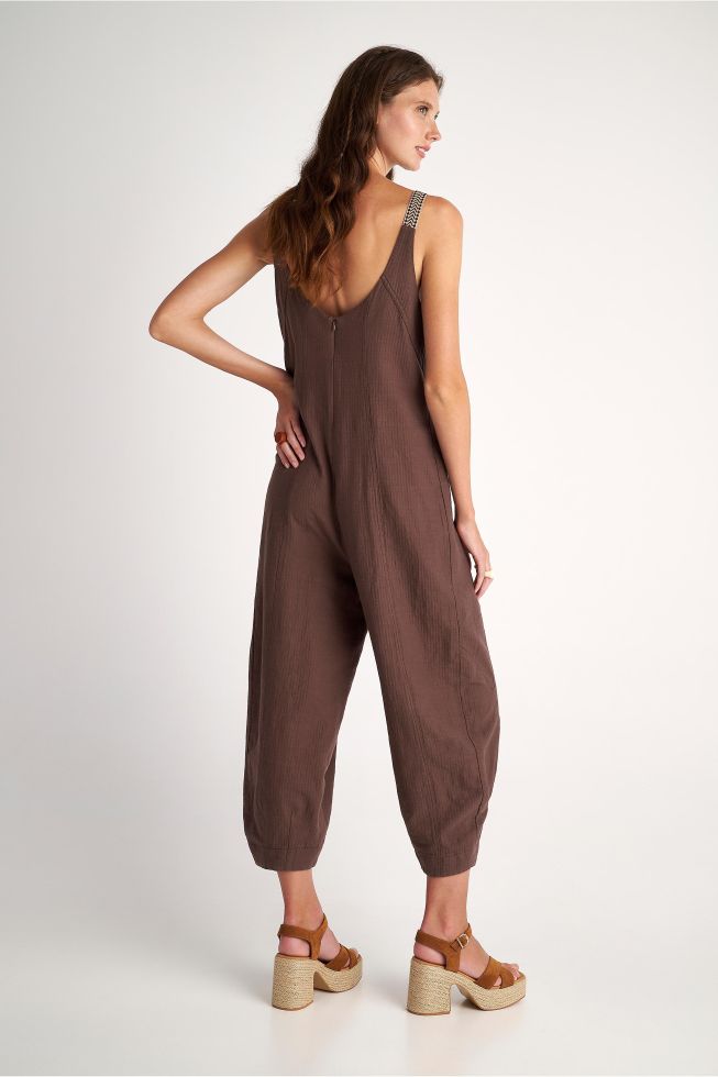 attrattivo - Jumpsuit ngjyre kafe me rripa