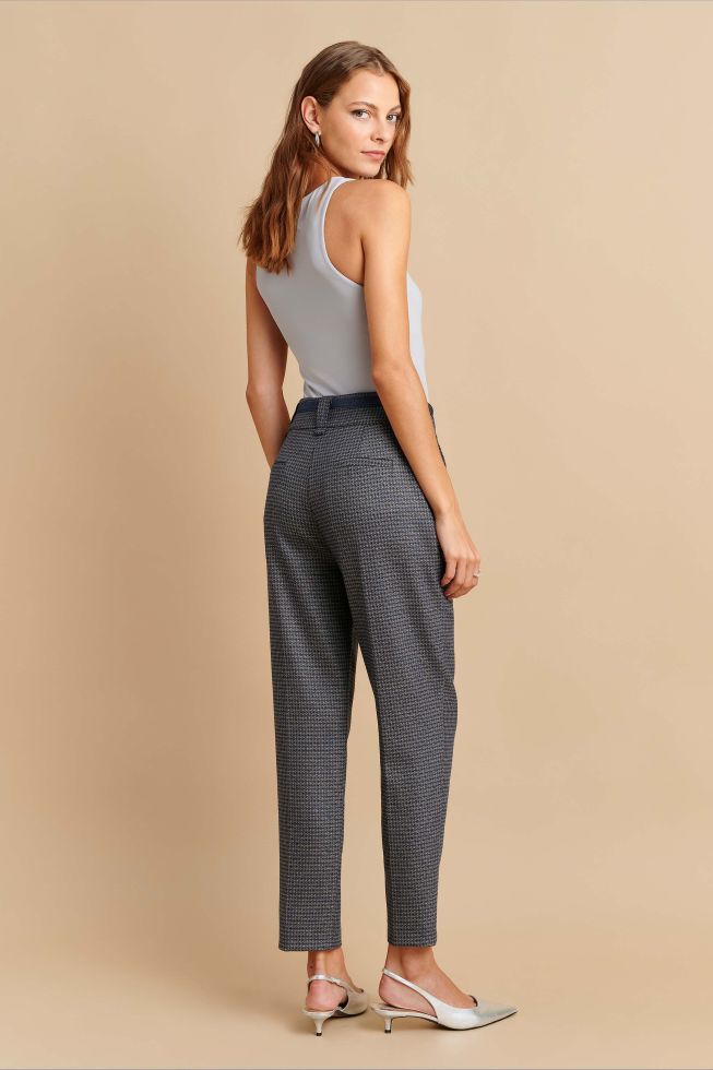 attrattivo - Pantallona stofi me rrip ngjyre blu me kutia