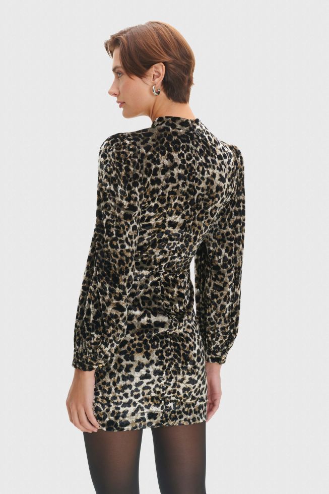 Ale - Fustan velvet me printe leopardi