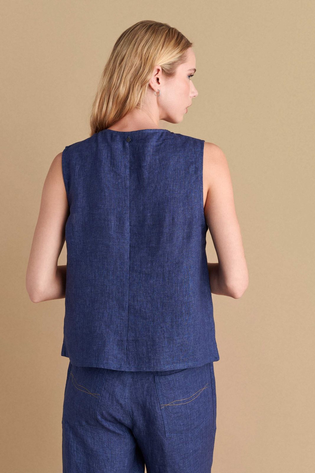 attrattivo - Set bluze dhe pantallona lino kafe dhe blu