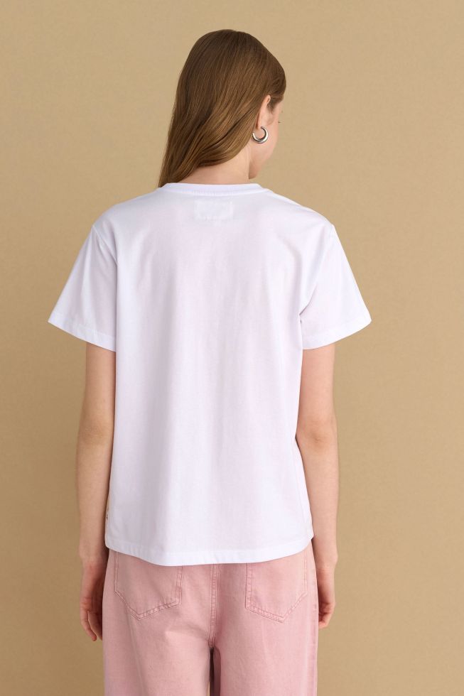 attrattivo - Bluze pambuku e bardhe me printe dhe zinxhire