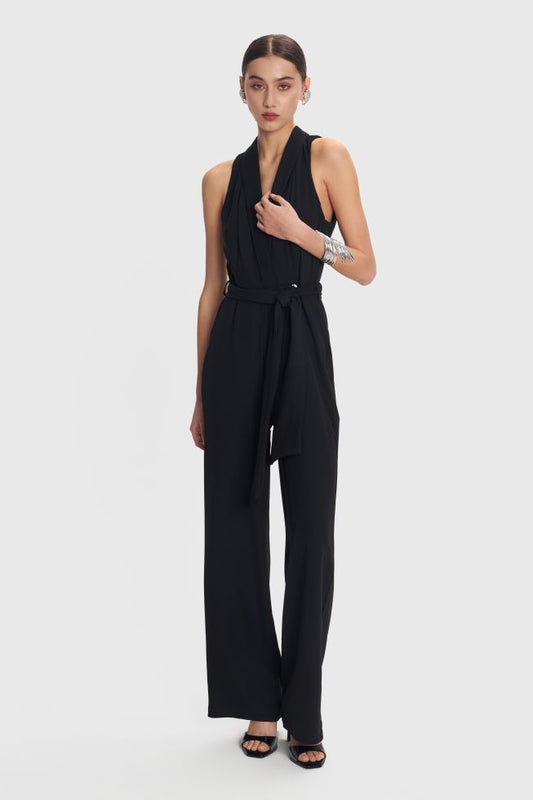 ALE - Jumpsuit i zi me lidhje ne bel