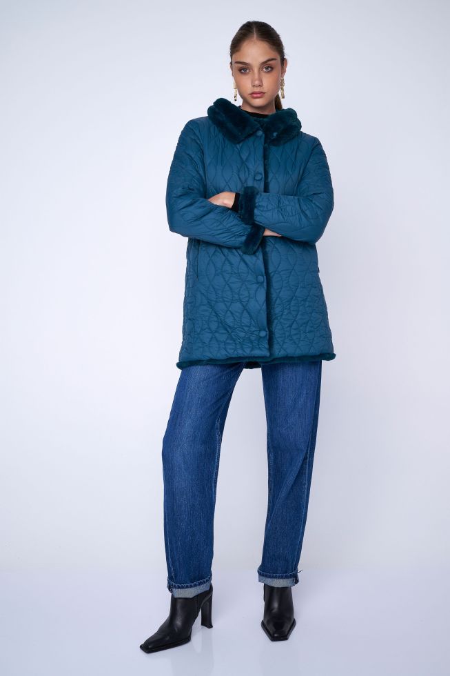 ALE - Xhup pellush jeshil dhe i zi double-wear