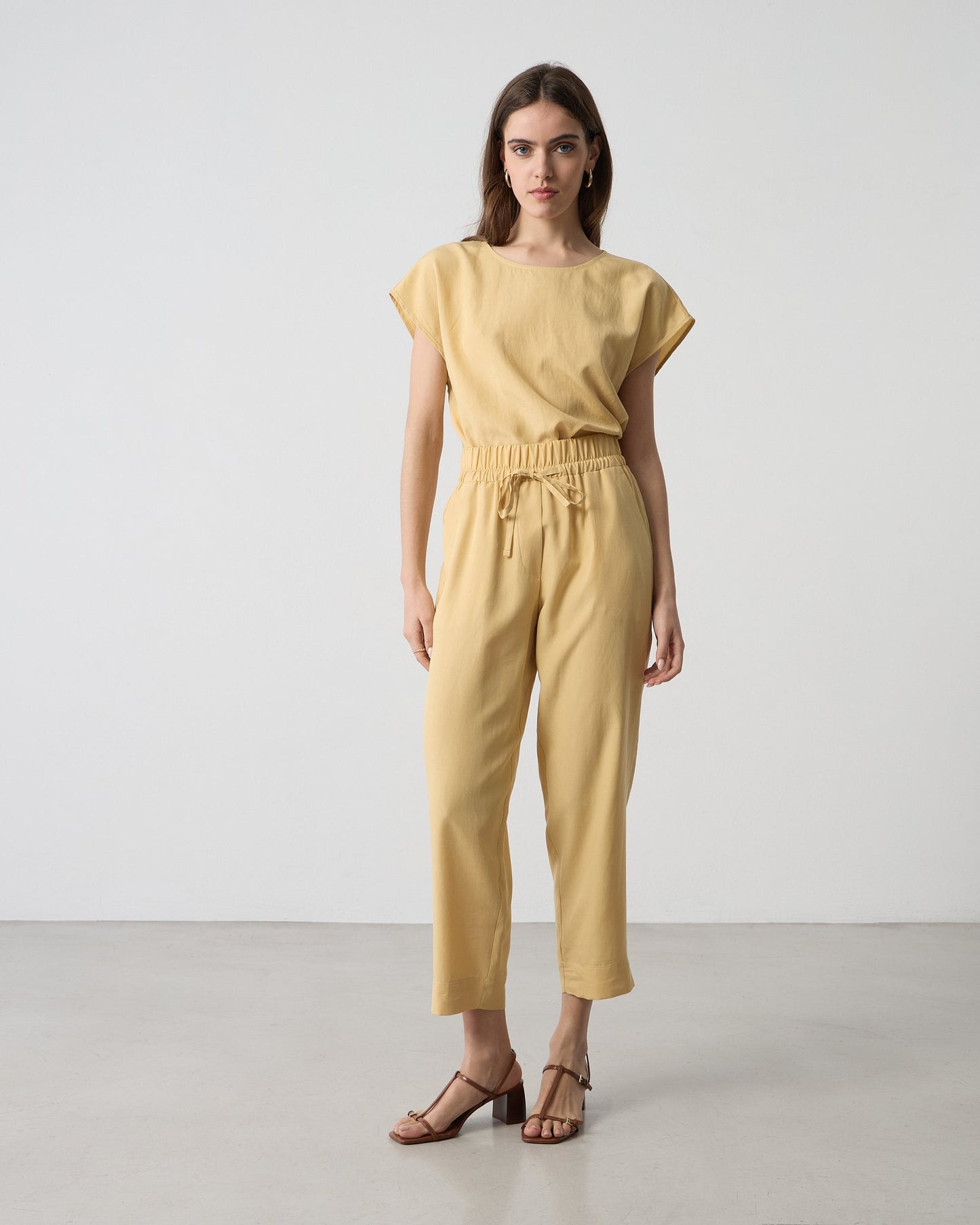 Passager - Set bluze dhe pantallona kafe dhe e verdhe