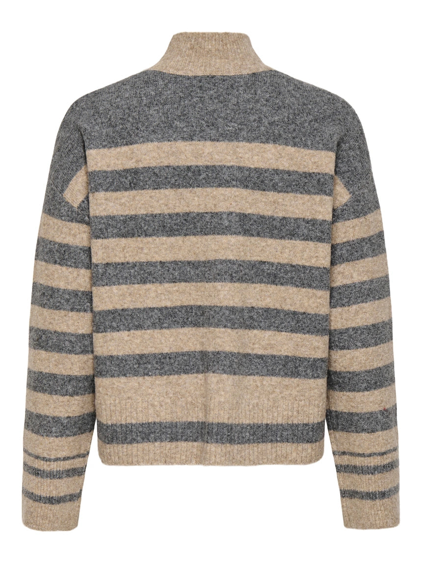 ONLY - Pulover me vija ne ngjyrat bezhe dhe gri