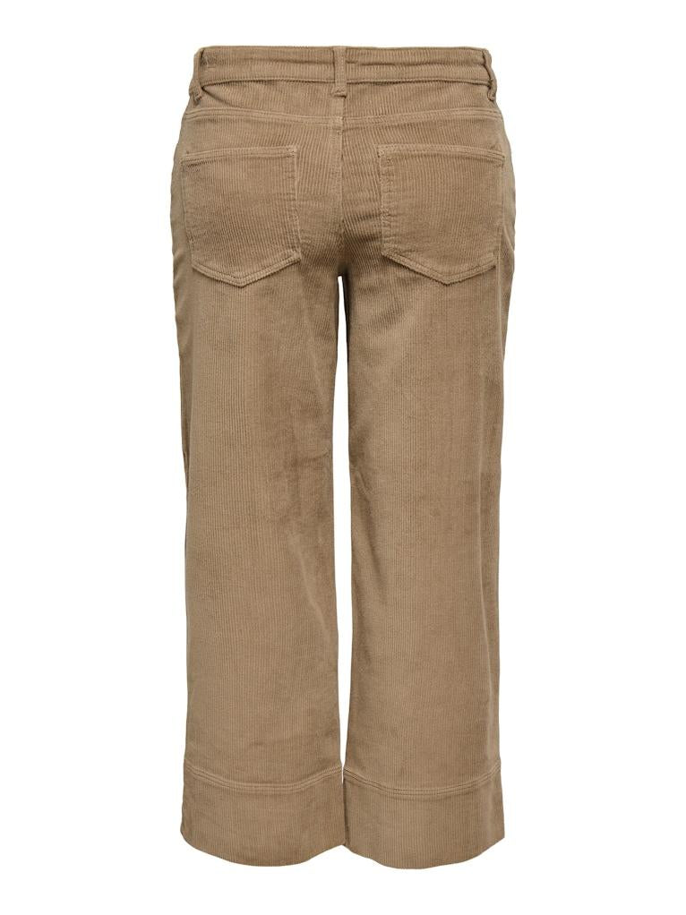 ONLY - Pantallona trecerekshe kadife bezhe