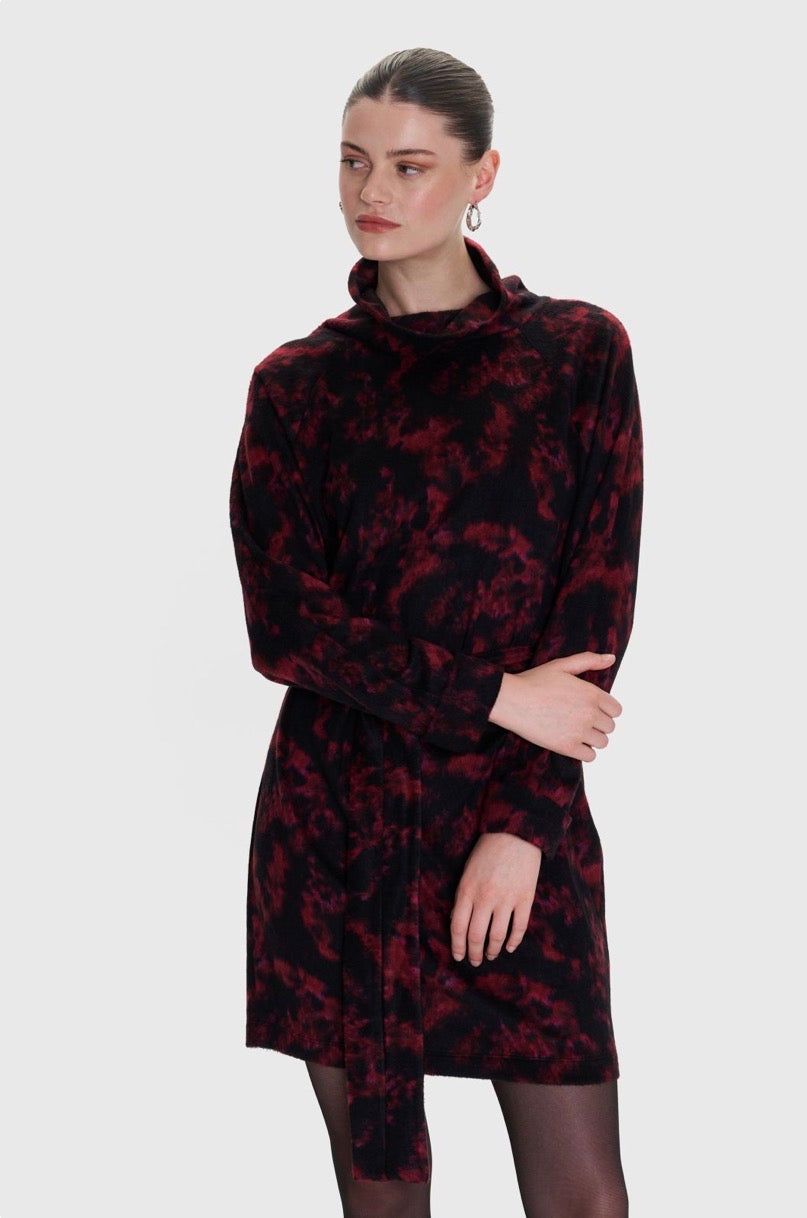 ALE - Fustan i shkurter i kuq me printe