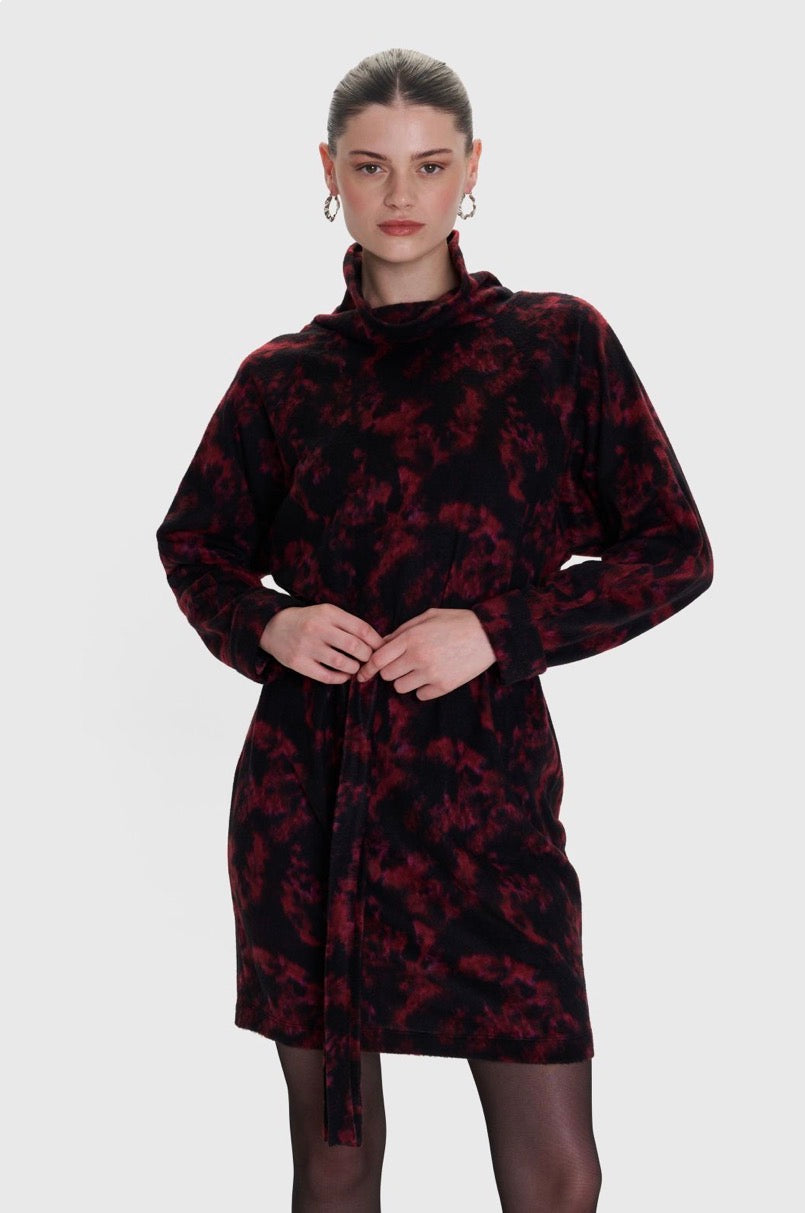 ALE - Fustan i shkurter i kuq me printe