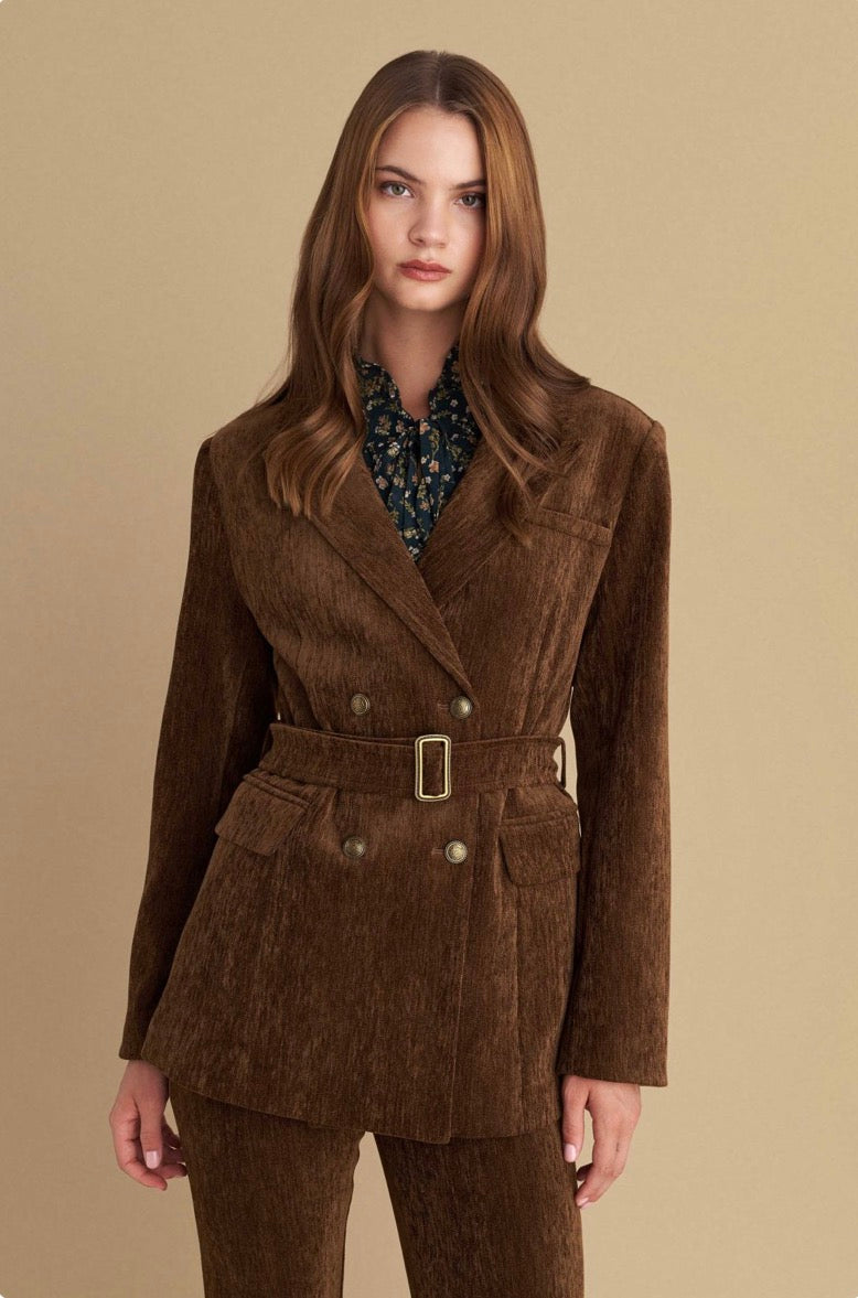 attrattivo - Kostum xhakete dhe pantallona kadife ne ngjyren kafe