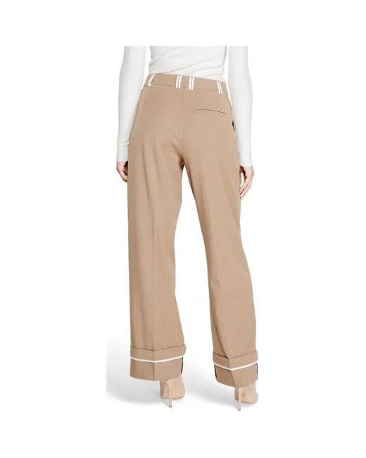 ONLY - Pantallona kafe me detaje te bardha