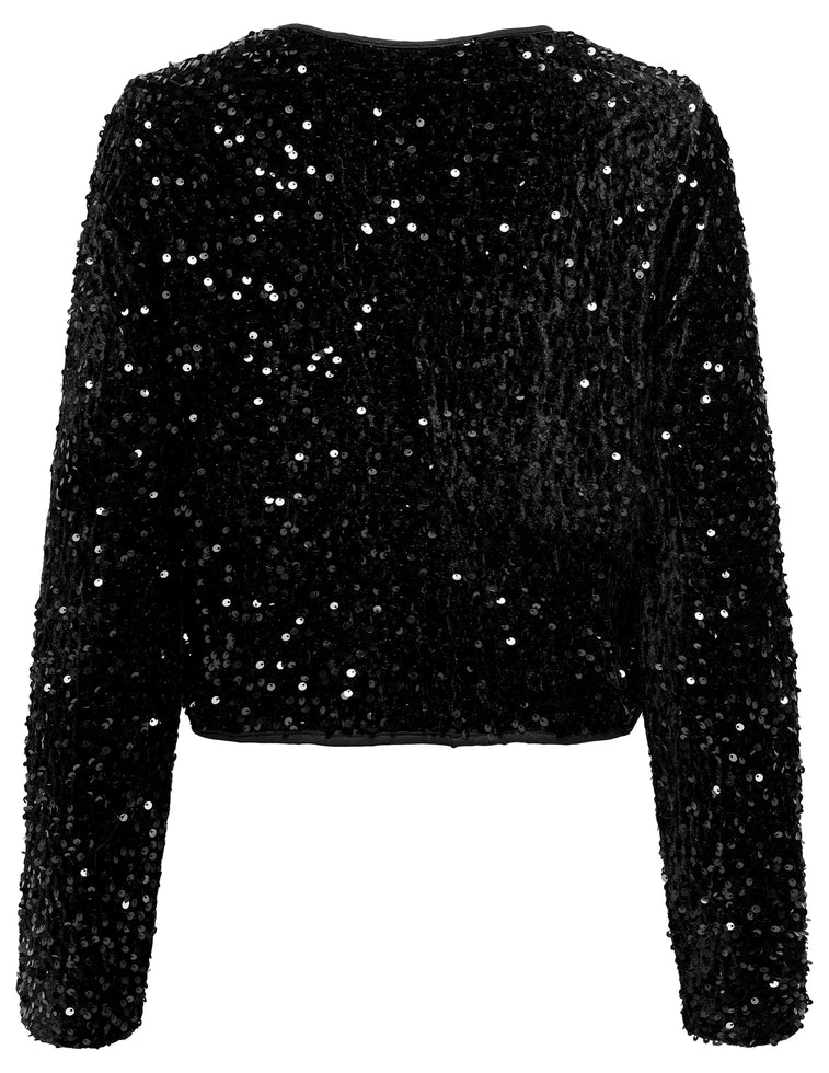 ONLY - Xhakete-cardigan i zi me temina dhe fjongo