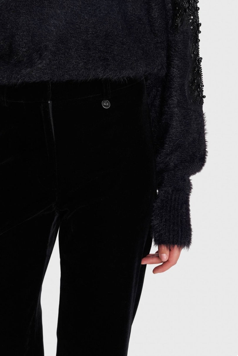 ALE - Pantallona veludhe vishnje dhe e zeze ne prerje te drejte