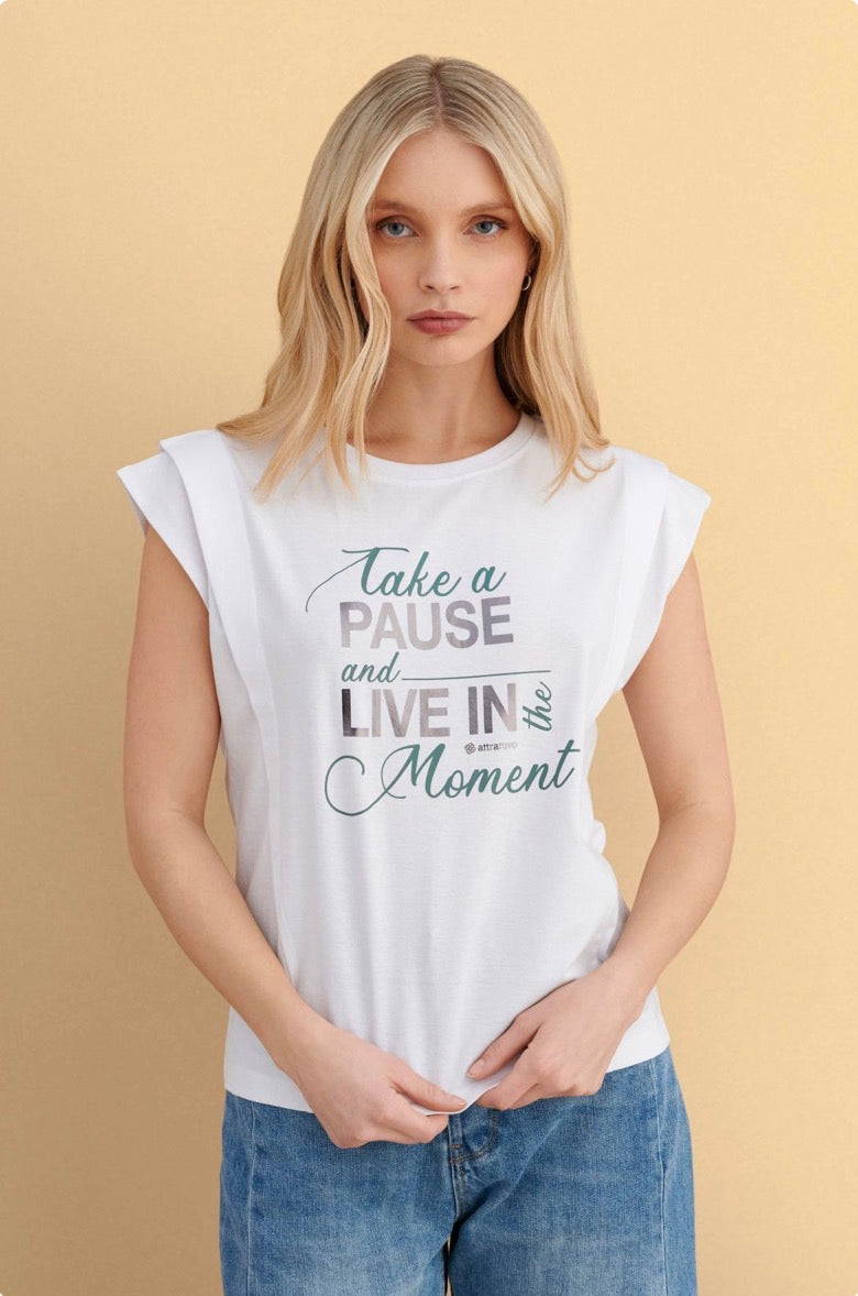 attrattivo - Bluze pambuku blu dhe e bardhe me printe