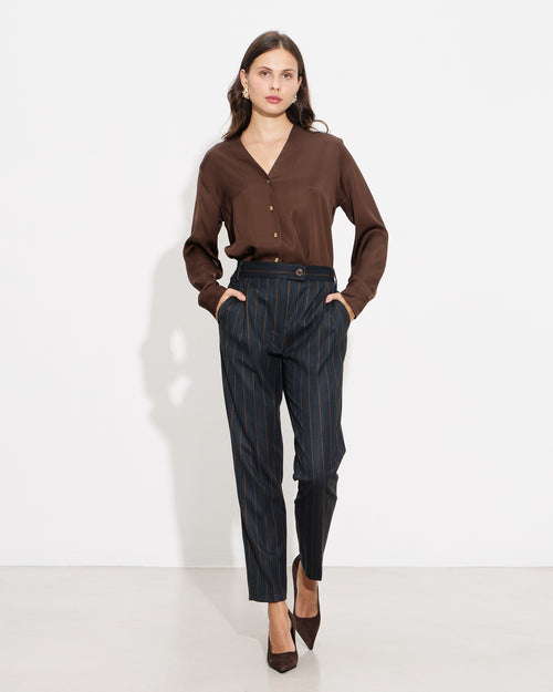 Passager - Pantallona blu ne prerje te drejte dhe me vija