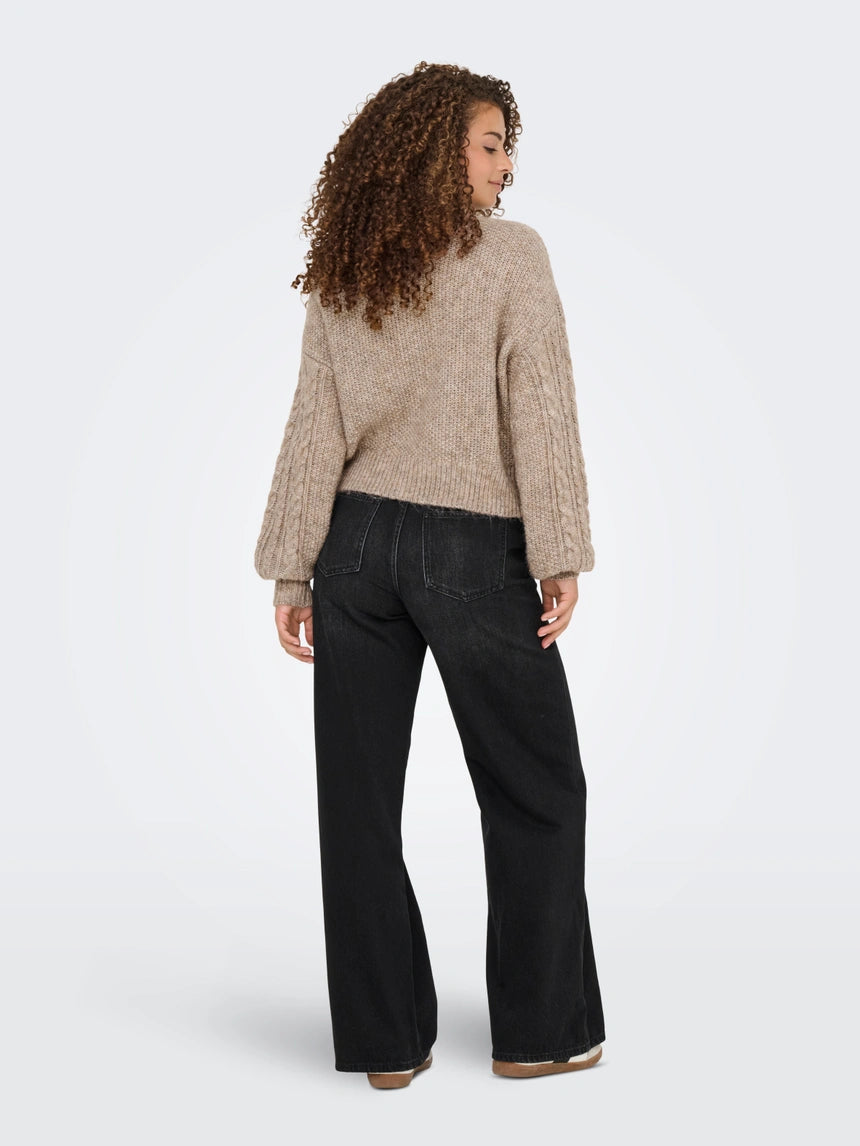 ONLY - Pulover e kuqe dhe kafe me thurje