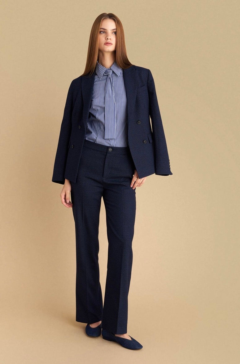 attrattivo - Kostum stofi blu xhakete dhe pantallona ne prerje te drejte