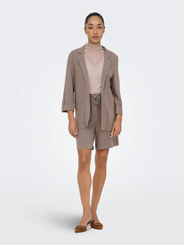 ONLY - Xhakete lino ngjyre kafe dhe bezhe