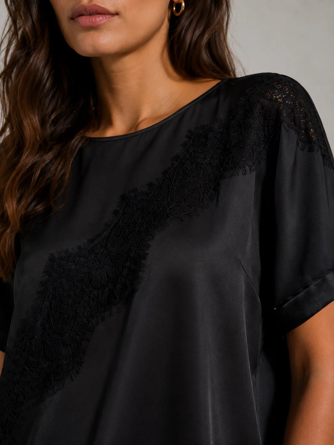 ONLY - Bluze e zeze sateni me detaje dantelle