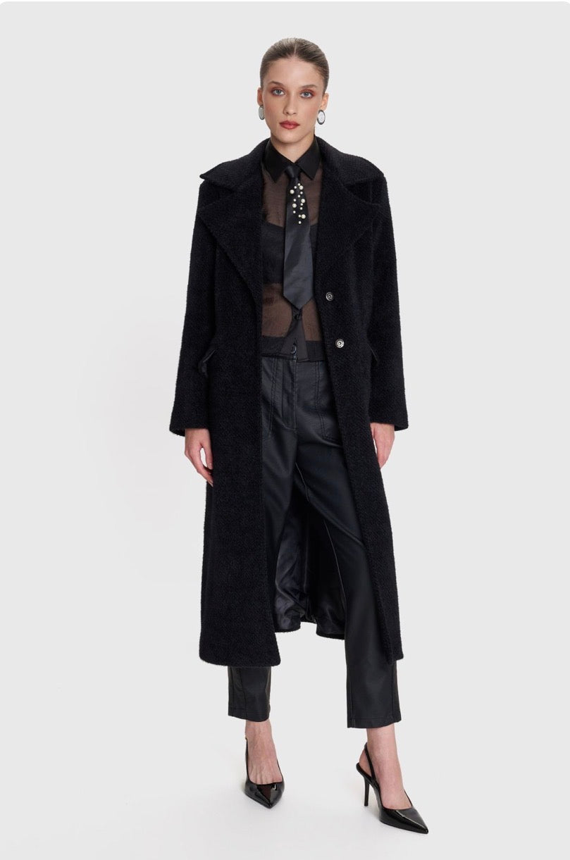 ALE - Pallto e gjate kafe dhe e zeze me xhepa