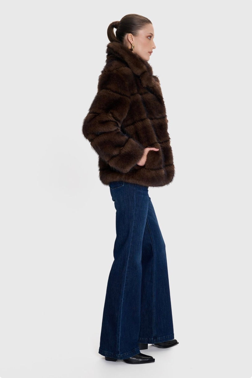 ALE - Pallto e shkurter kafe me pellush