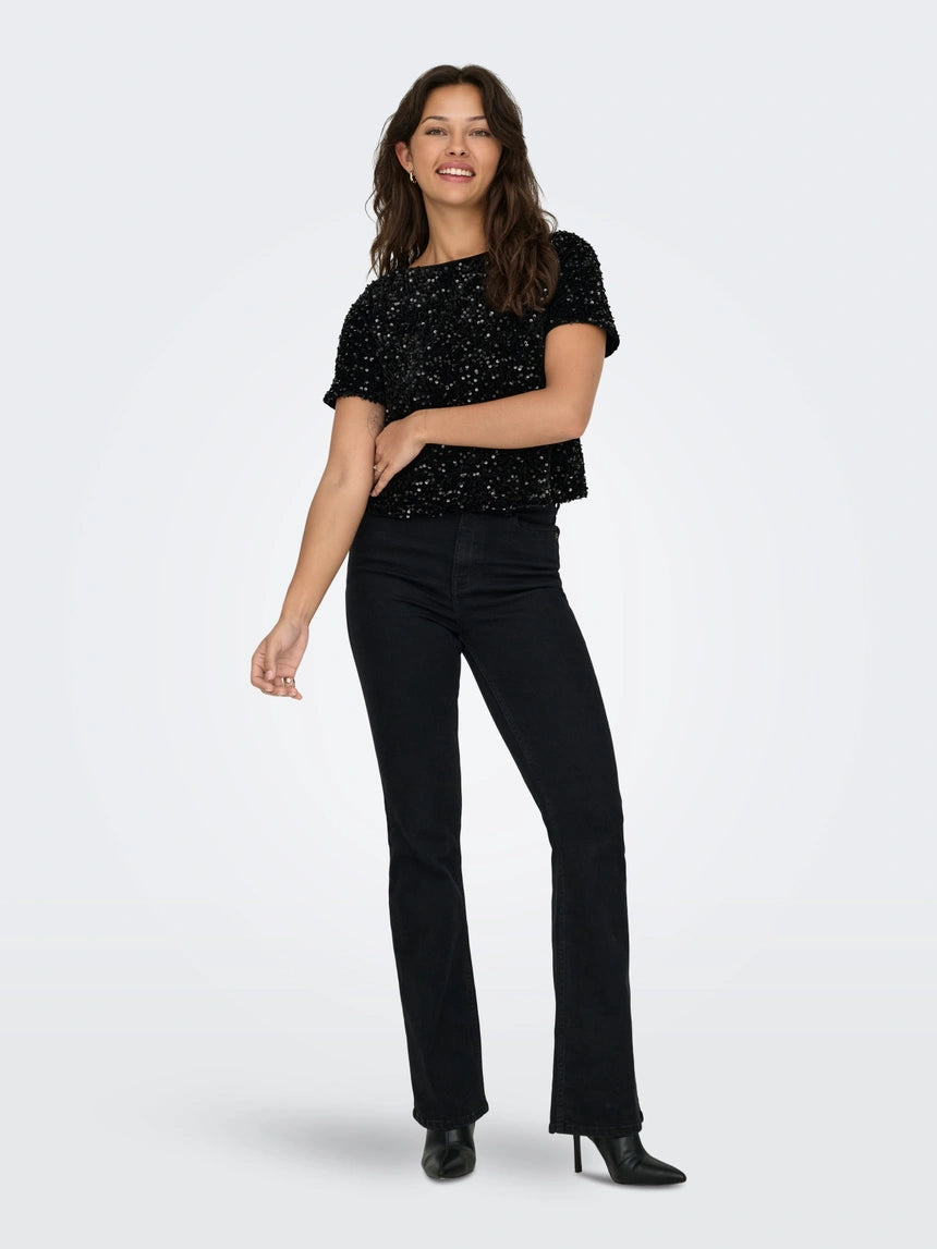 ONLY - Bluze vishnje, e zeze dhe gold me temina