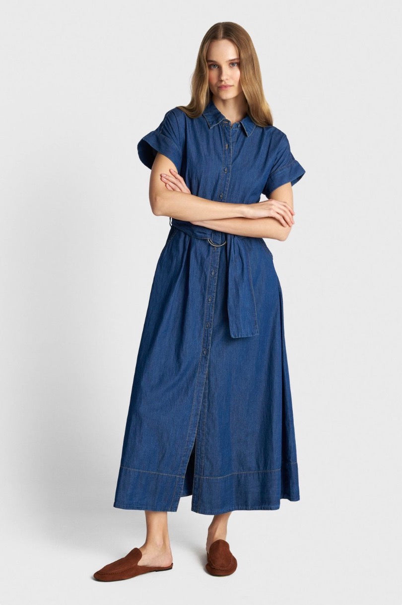 ALE - Fustan pambuku blu xhins i holle me rrip