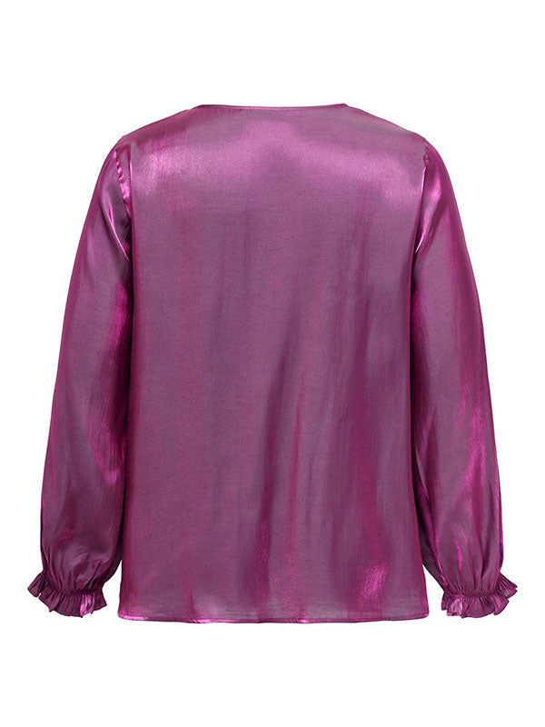 ONLY CARMAKOMA (big size) - Bluze kremi ngjyre roze me shkelqim