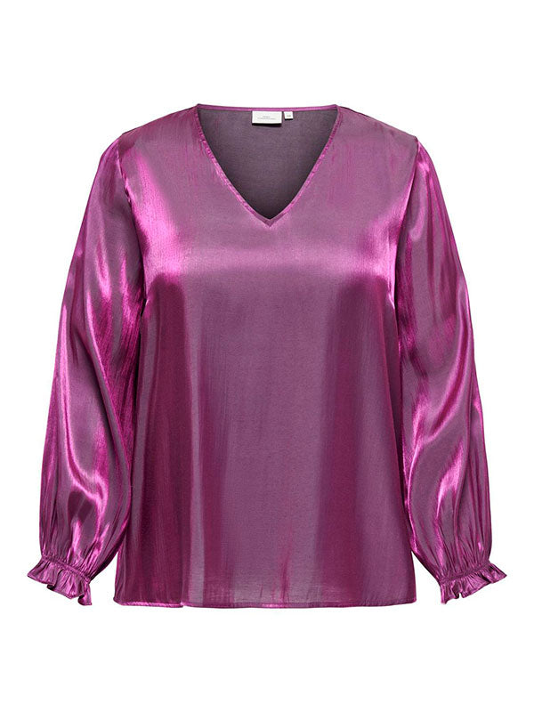 ONLY CARMAKOMA (big size) - Bluze kremi ngjyre roze me shkelqim