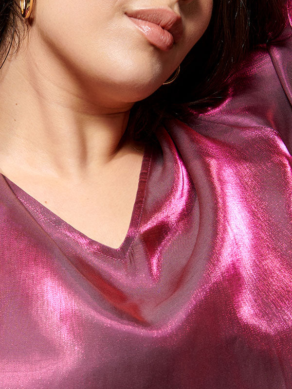 ONLY CARMAKOMA (big size) - Bluze kremi ngjyre roze me shkelqim