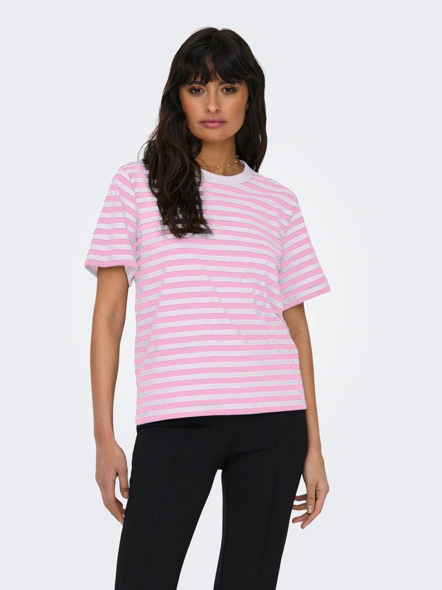ONLY - Bluze pambuku roze, kafe, e kuqe dhe e zeze me vija