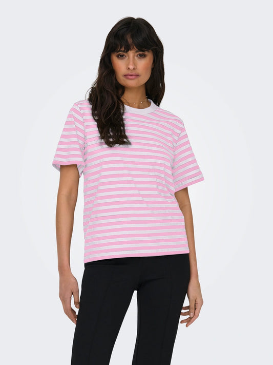 ONLY - Bluze pambuku roze, kafe, e kuqe dhe e zeze me vija
