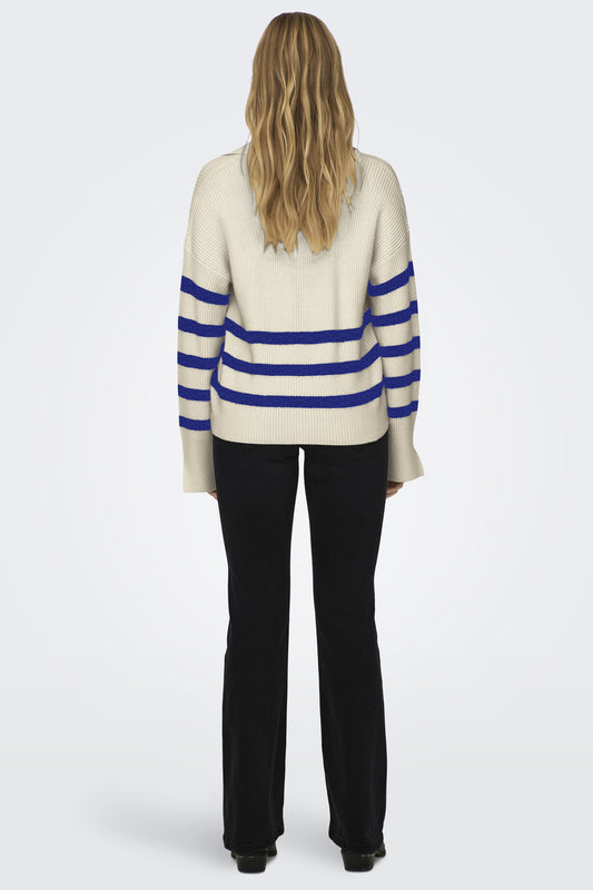 ONLY - Pulover-Bluze ngjyre pana me vija blu, kafe dhe bojqielli