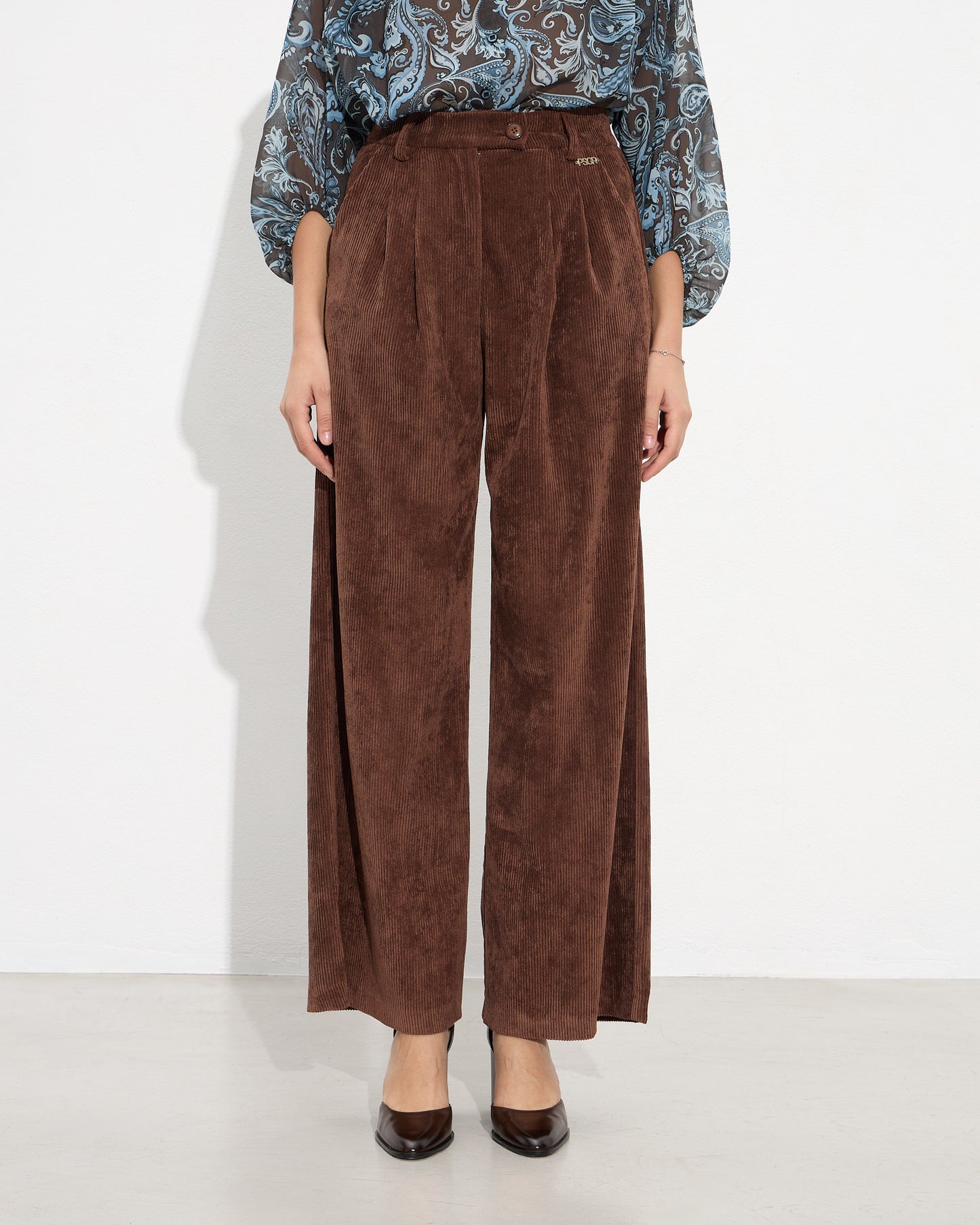 Passager - Pantallona kadife kafe dhe blu ne prerje te drejte