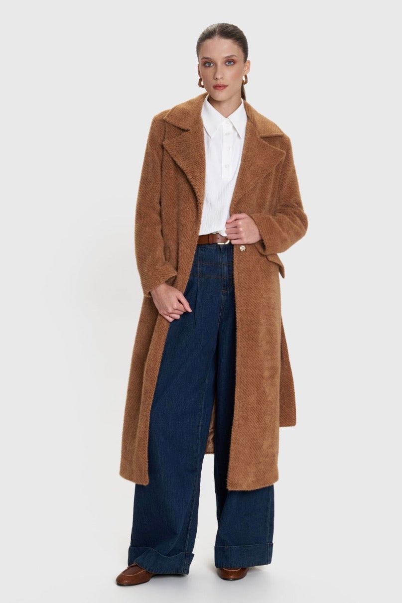 ALE - Pallto e gjate kafe dhe e zeze me xhepa