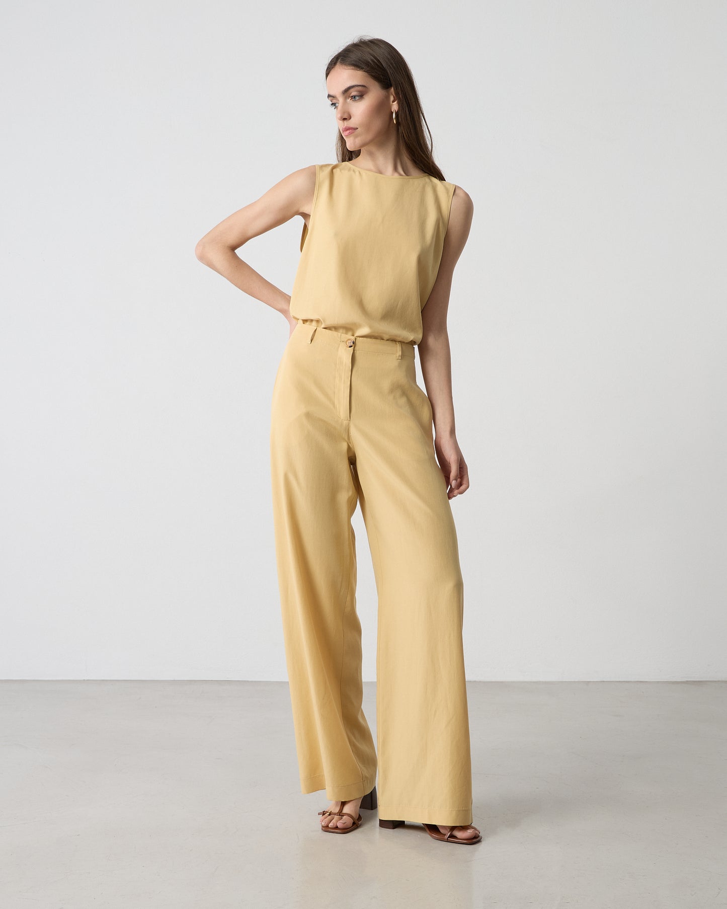 Passager - Pantallona te verdha dhe kafe prerje e drejte