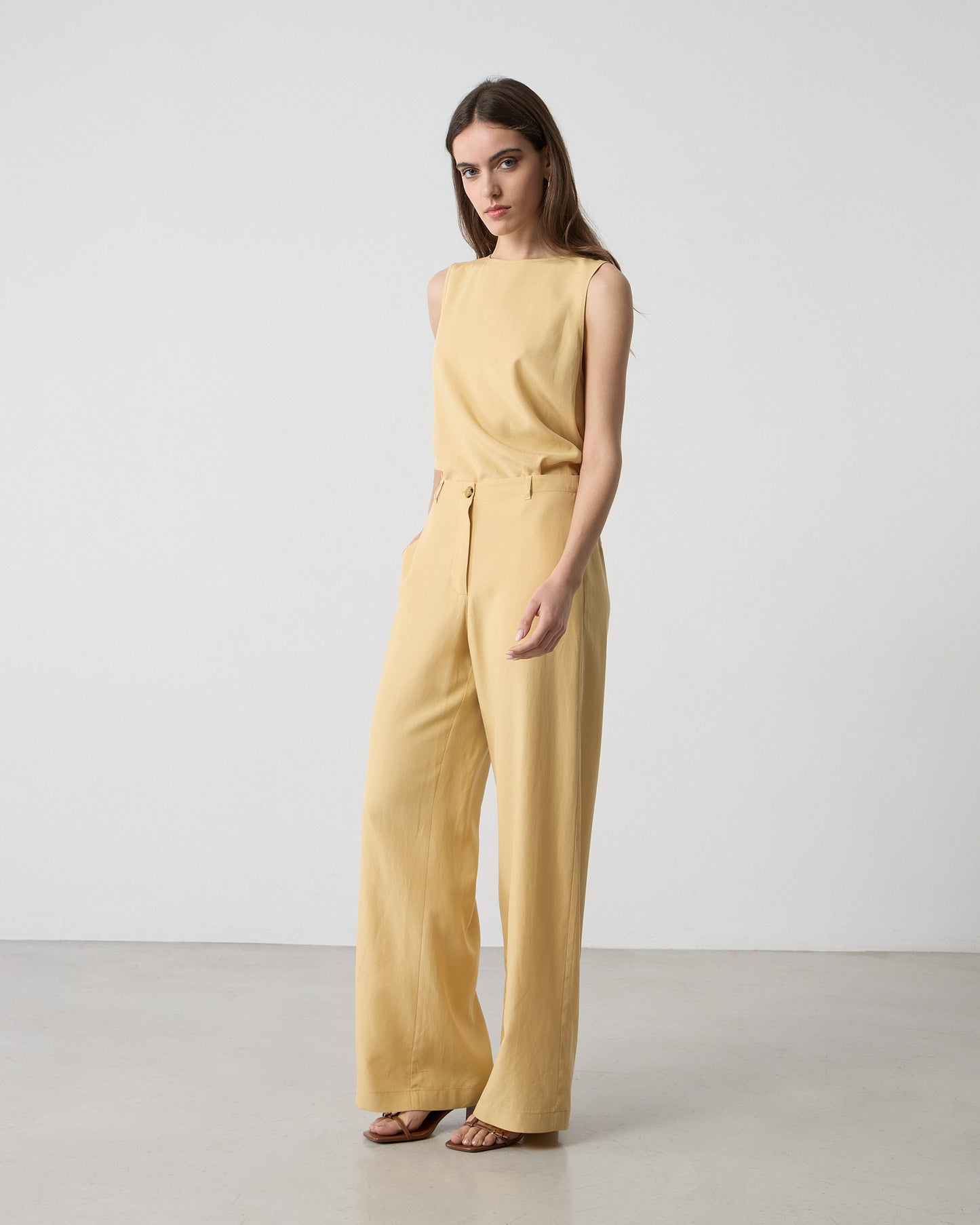 Passager - Pantallona te verdha dhe kafe prerje e drejte