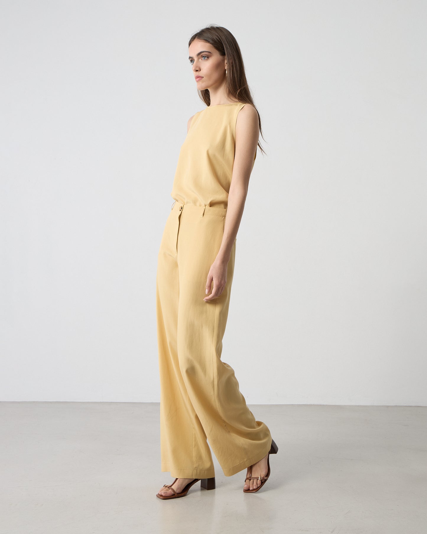 Passager - Pantallona te verdha dhe kafe prerje e drejte