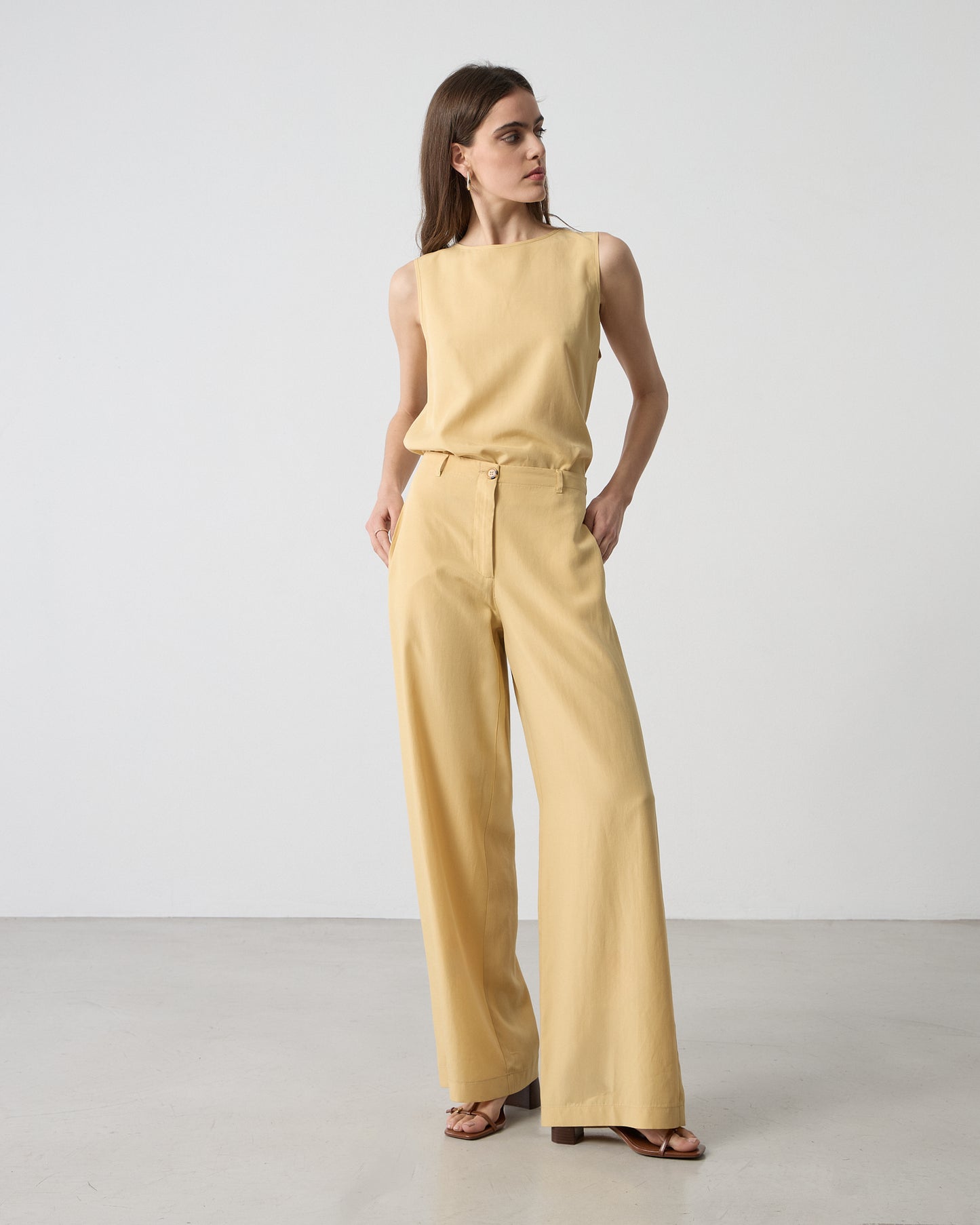 Passager - Pantallona te verdha dhe kafe prerje e drejte