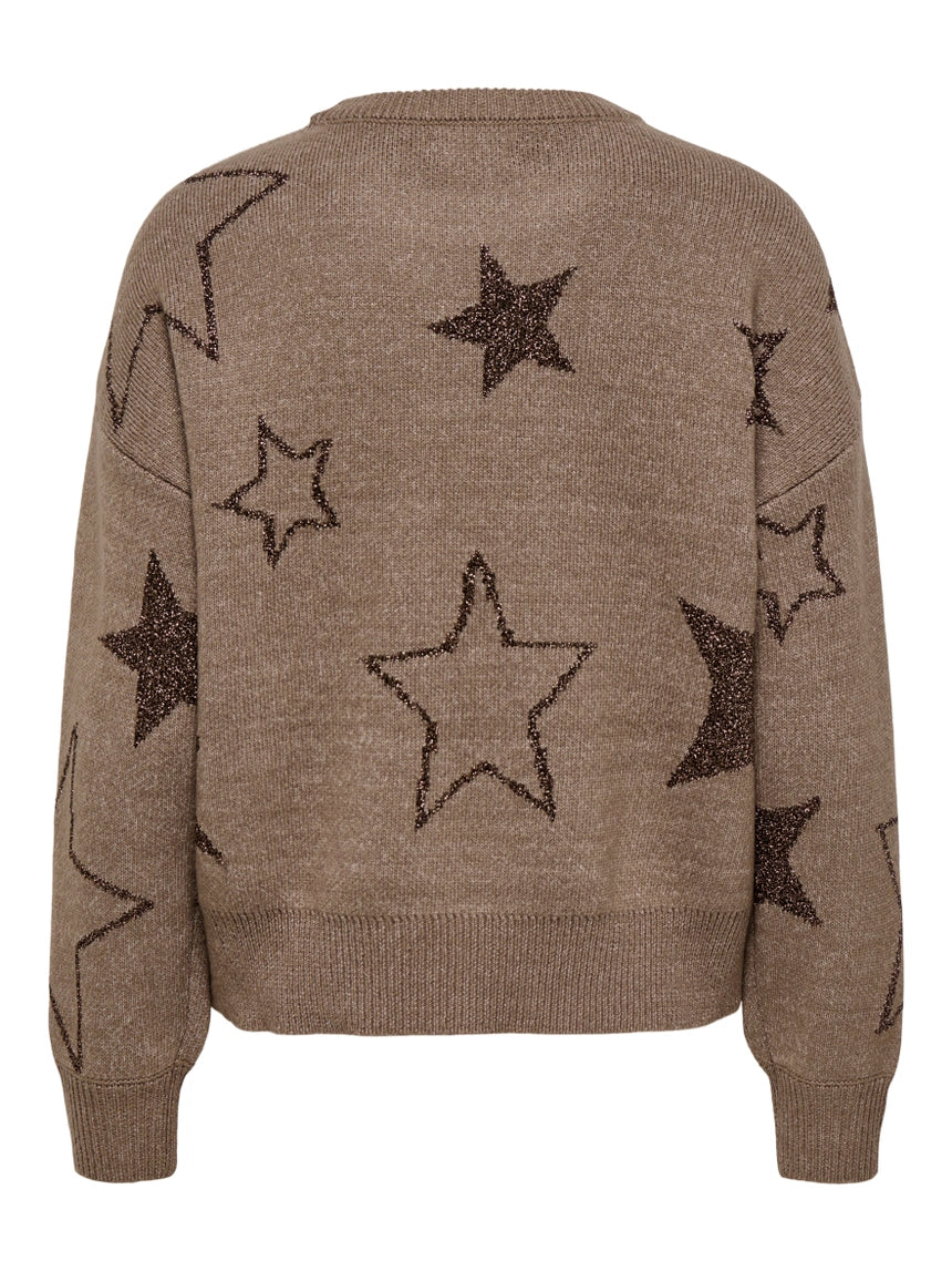 ONLY - Pulover kafe , gri dhe e zeze me detaje