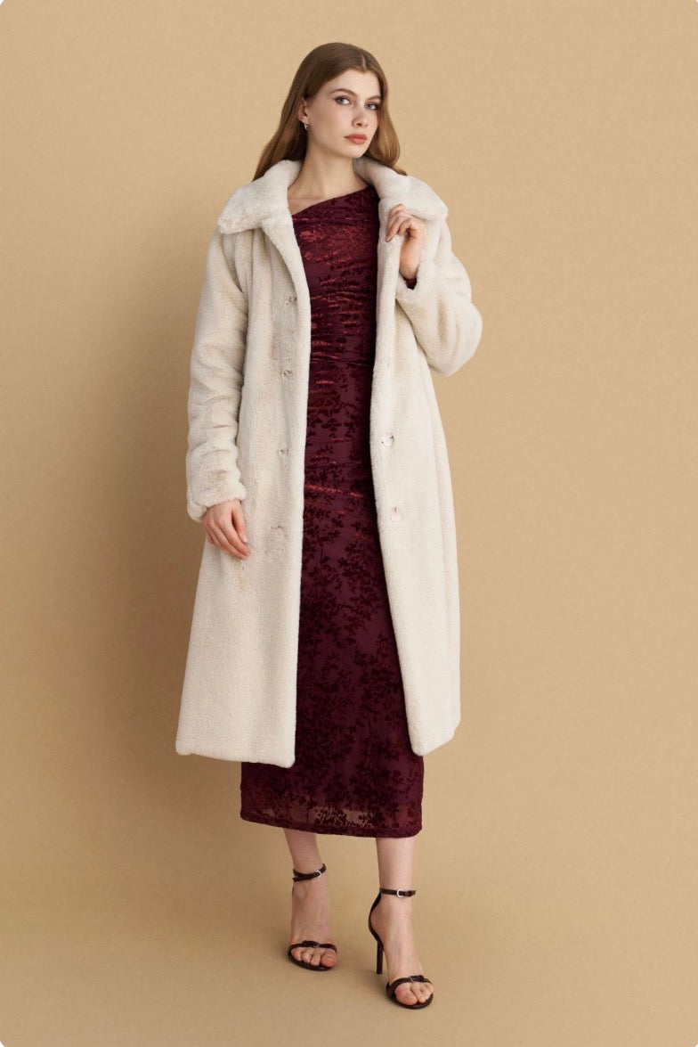 attrattivo - Fustan i kuq veludh me motive florale