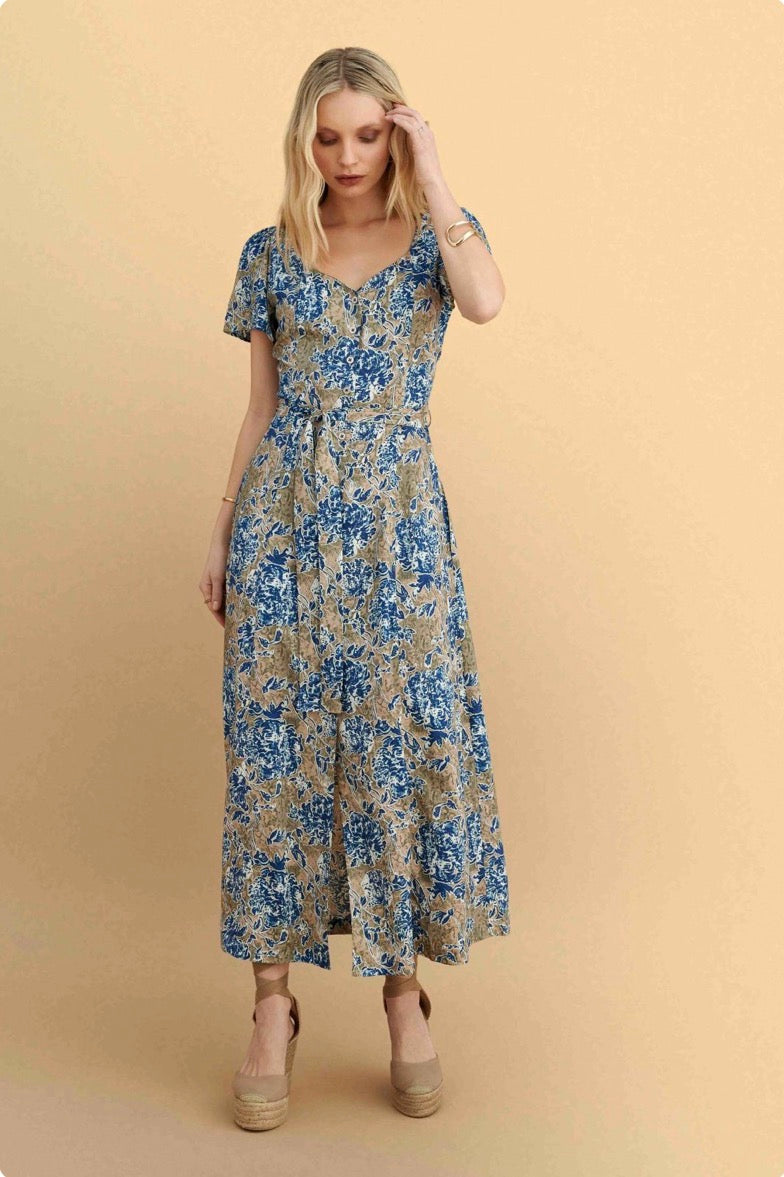 attrattivo - Fustan me rrip dhe printe florale