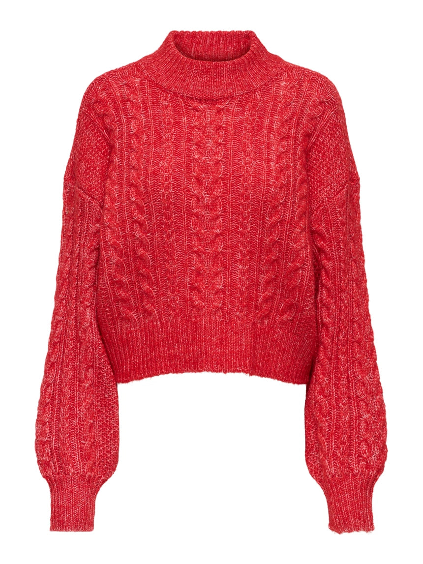 ONLY - Pulover e kuqe dhe kafe me thurje