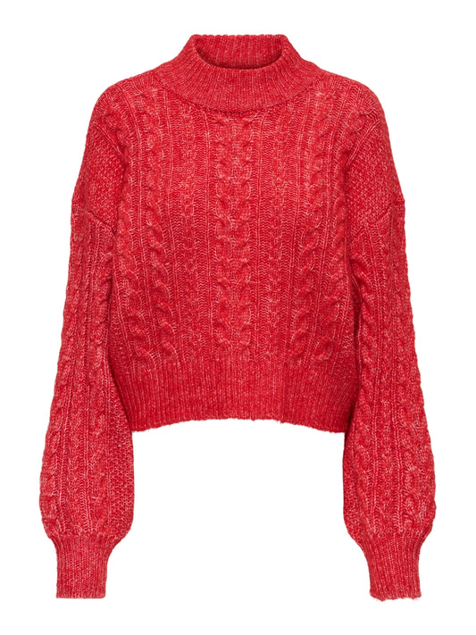 ONLY - Pulover e kuqe dhe kafe me thurje